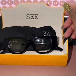 SEE Women's Black Square Glasses